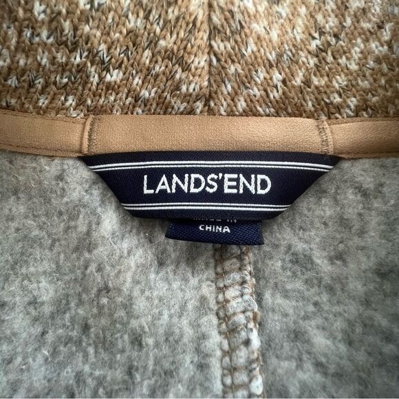Lands End Motto Knit Fleece Oatmeal Tweed Asymmetrical Zip Jacket Blazer Coat - Picture 9 of 16